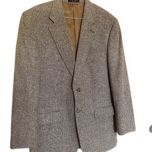 Barrington Silk Tweed Sport Coat Blazer Jacket 2 Button Brown White Black 40R.